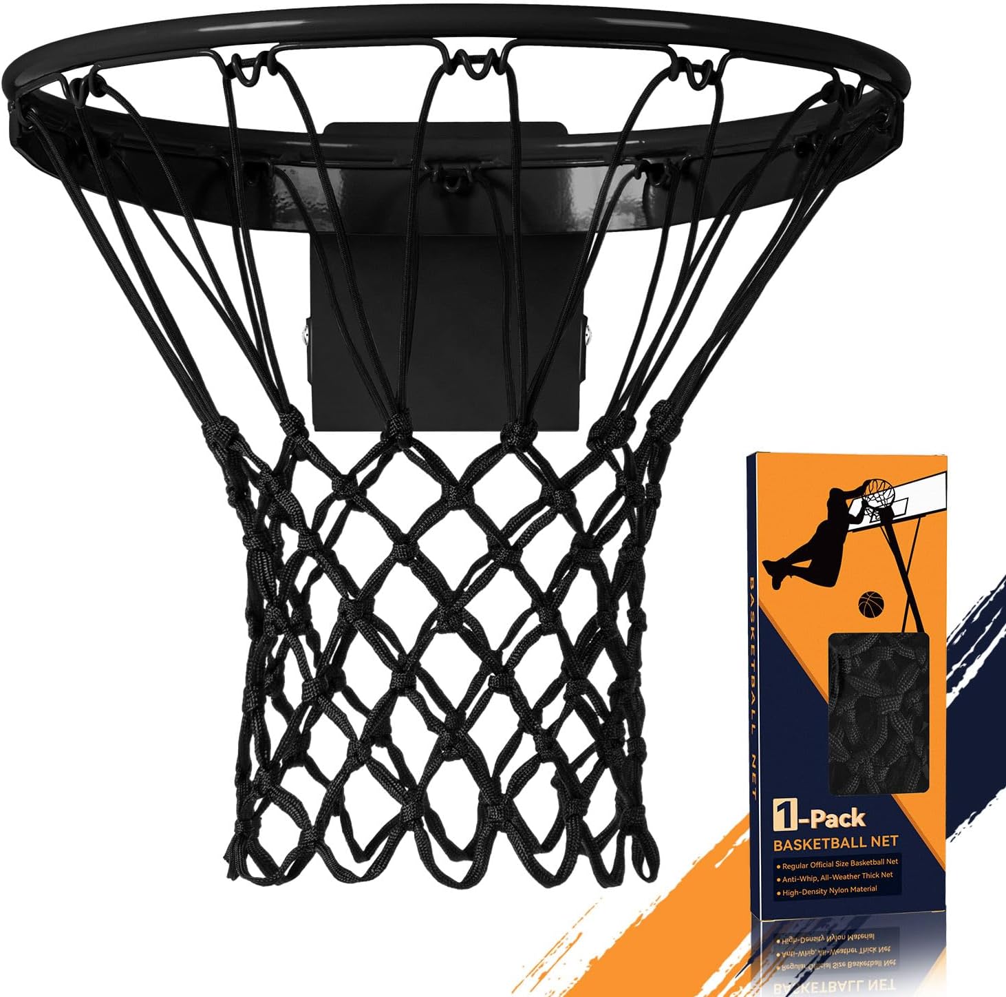 Skiennix Heavy Duty Basketball Net Replacement - All Weather Nylon with 12 Loops | Fits Standard Rims
