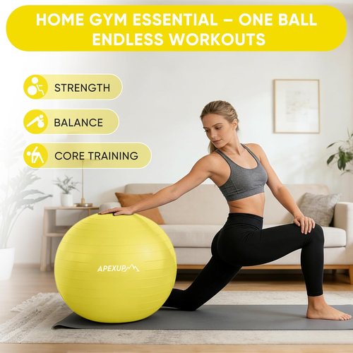 APEXUP Yoga Ball - Anti-Slip Heavy Duty Exercise Ball for Fitness & Core Workout | 5 Sizes Available