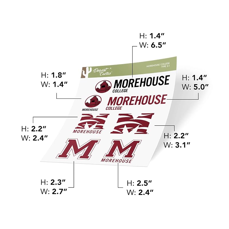 Morehouse Maroon Tigers Desert Cactus Sticker Sheet 8.5 x 11 - Official Licensed