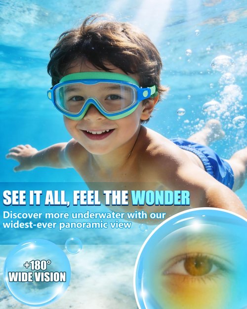 Aegend Swim Goggles for Kids | 2-Pack Wide Frame Anti-Fog & UV Protection for Ages 3-14