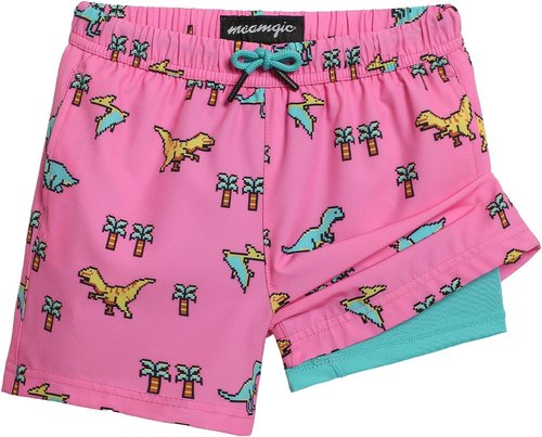Maamgic Boys Swim Trunks - 4-Way Stretch Quick Dry Bathing Suit with Compression Liner | Toddler Beach Shorts