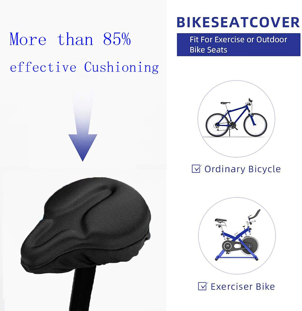 Skiennix Gel Bike Seat Cushion Cover - Comfortable & Breathable for Cruiser & Stationary Bikes | Big Size