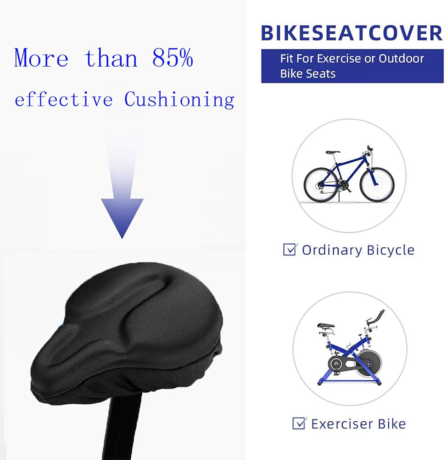 Skiennix Gel Bike Seat Cushion Cover - Comfortable & Breathable for Cruiser & Stationary Bikes | Big Size