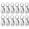 Mixiflor 12 Pack M15 Pulleys for Rope, 304 Stainless Steel Wire Rope Cable Pulley, Heavy Duty Swivel Pulley Wheel Hanging Wire Towing Wheel for Lifting