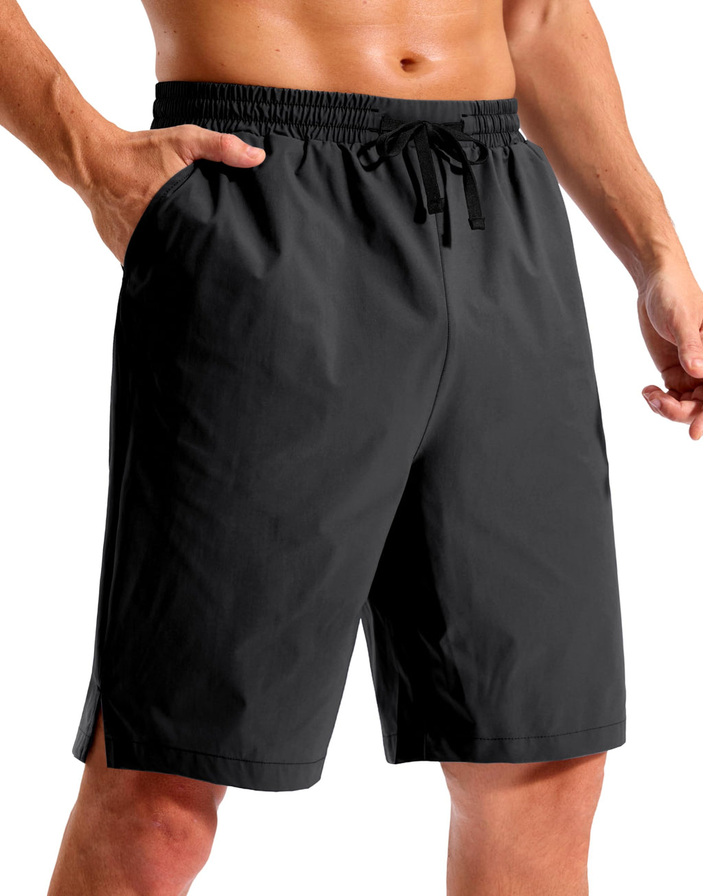 Pudolla Men's Swim Trunks 9"/11" Quick Dry Board Shorts Bathing Suits Beach Shorts for Men with Pockets - No Liner(Black 9 Inseam-XL)