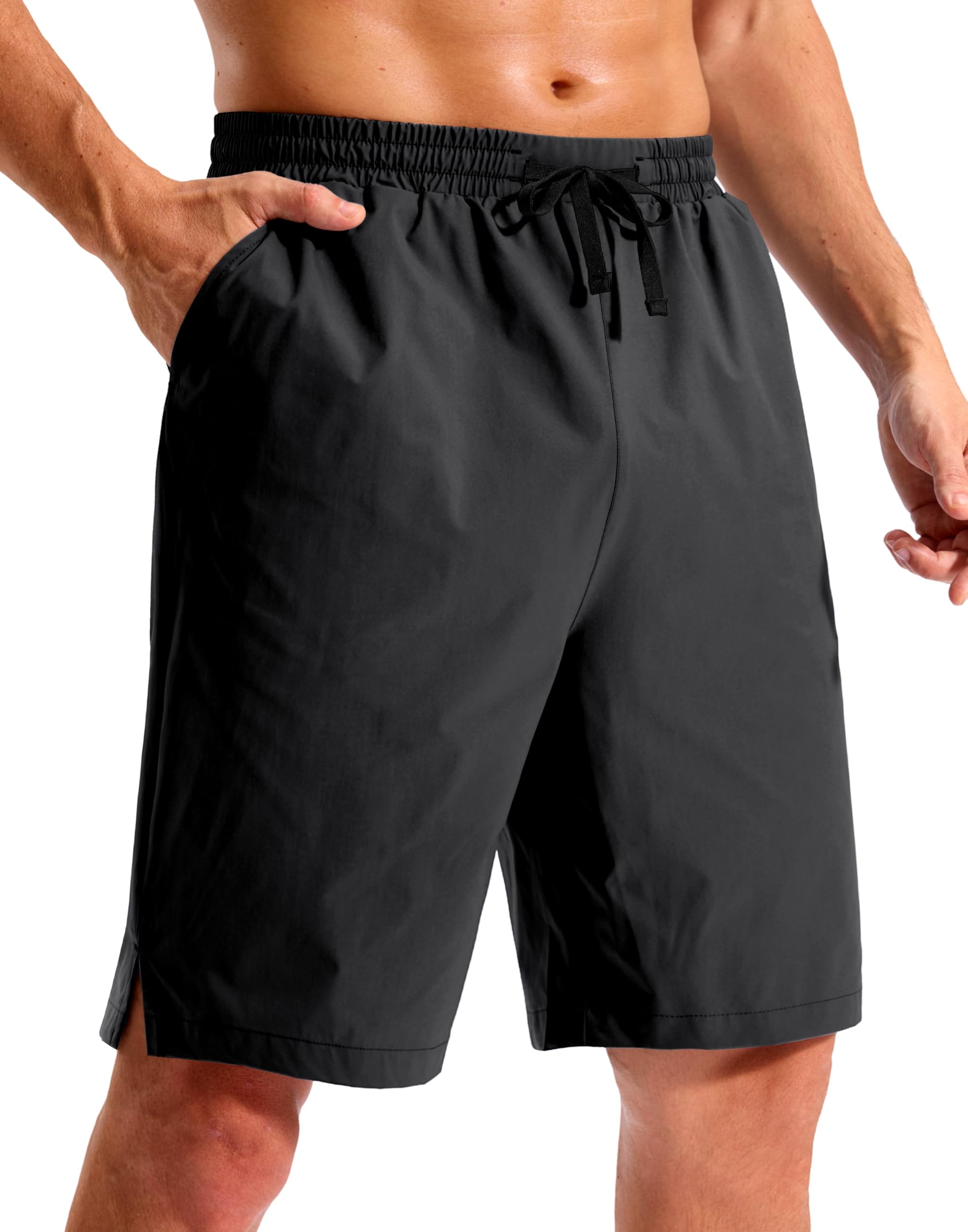 Pudolla Men's Swim Trunks 9"/11" Quick Dry Board Shorts Bathing Suits Beach Shorts for Men with Pockets - No Liner(Black 9 Inseam-XL)