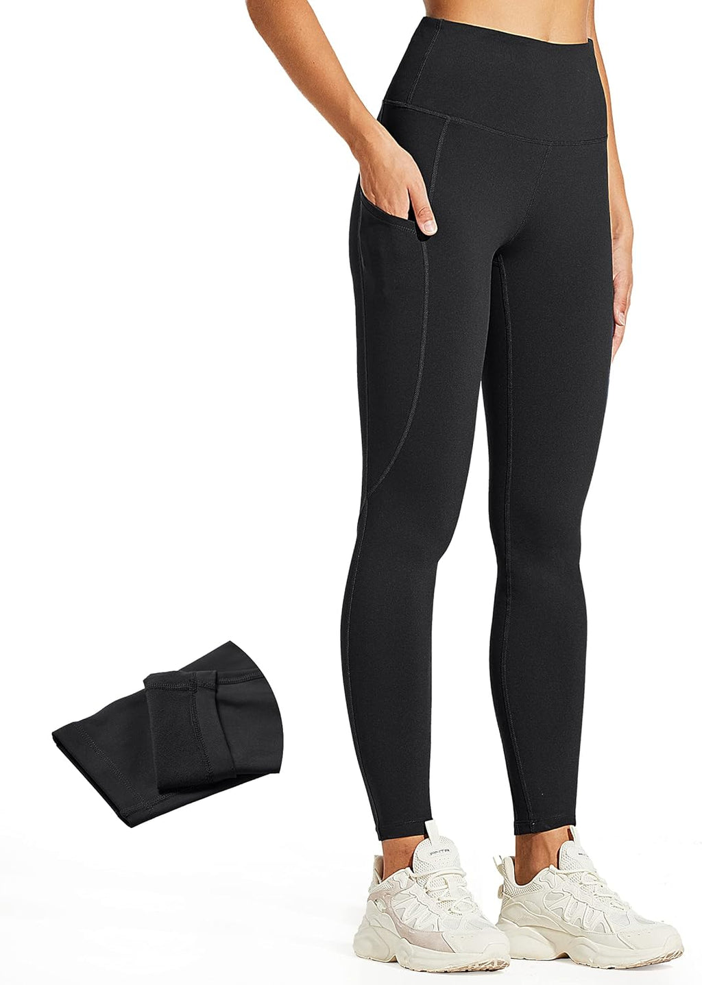 ZUTY Fleece-Lined Winter Leggings - Water-Resistant, Thermal Insulated, High-Waisted with Pockets | Plus Size