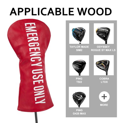 Barudan Golf Club Covers Red PU Leather Golf Headcovers 4 Models Available Driver Fairway 3 5 Wood Hybrid Head Cover fits for All Brand (Fairway Cover x1)