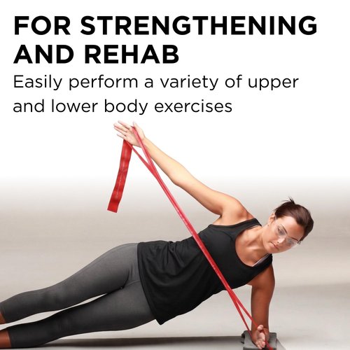 THERABAND CLX Resistance Band with Loops, 5-Foot Band, Red, Medium, Non-Latex, Elastic Band for Exercise, Mobility & Rehab, Stretching, Home Workouts, Color-Coded for Easy Resistance Levels