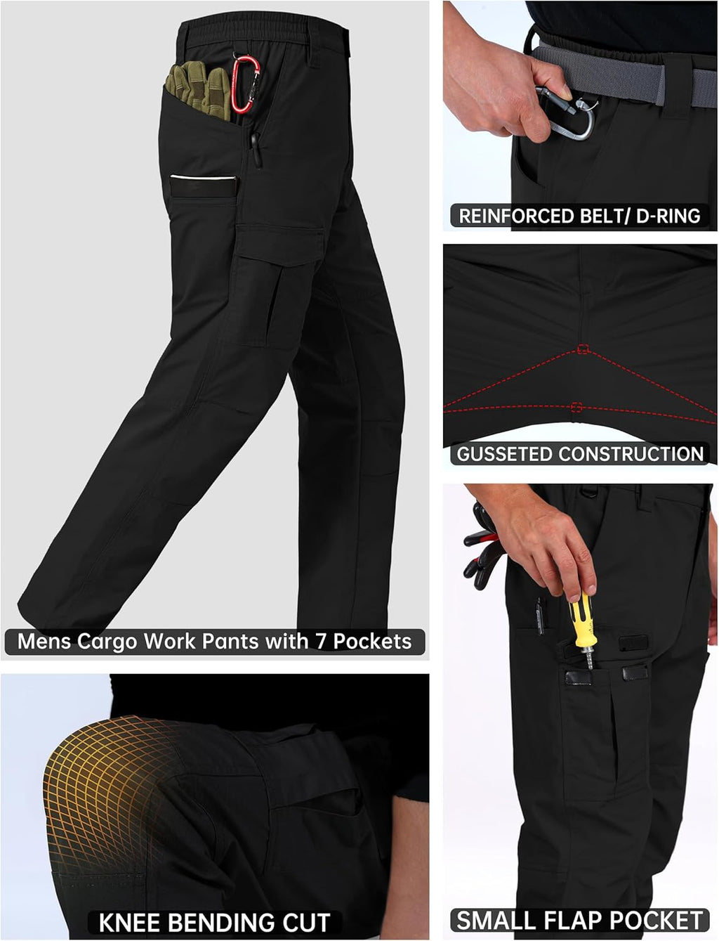 Skiennix Men's Ripstop Waterproof Cargo Pants - Tactical Hiking Pants with 7 Pockets