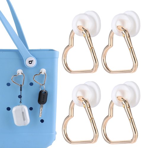 LIGHUFEIC 4Pcs Key Holder for Bogg Bag,Inserts Hooks Accessories,Charms Key Holder cute Carabiner for Bogg Bags Keychain -Finding Your Keys in Your Bag Quickly(Gold)