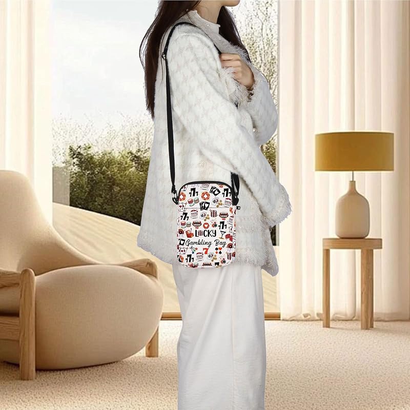Casino Lover Gift Messenger Bag - Lucky Gambling Cross Body Bag for Gambler
