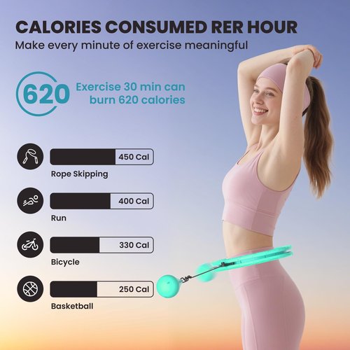 Fikswe Weighted Infinity Exercise Hoop - 64in 30 Links Smart Hoop for Adult Weight Loss, Plus Size Low-Impact Fitness Hoop for Beginners & Women