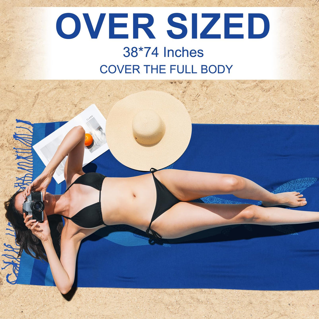 Oversized Cotton Turkish Beach Towels 72"x36" Lightweight Quick Dry Sandless Pool Swim Towel Large No Sand Adult Travel Compact Blanket Essentials Cruise Accessories Must Haves Orange lobster