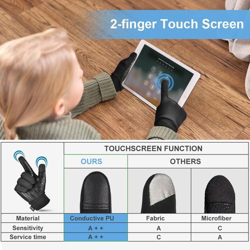 EEFOW Kids Winter Touch Screen Gloves - Waterproof Fleece, Anti-Slip Mittens for Ages 4-12