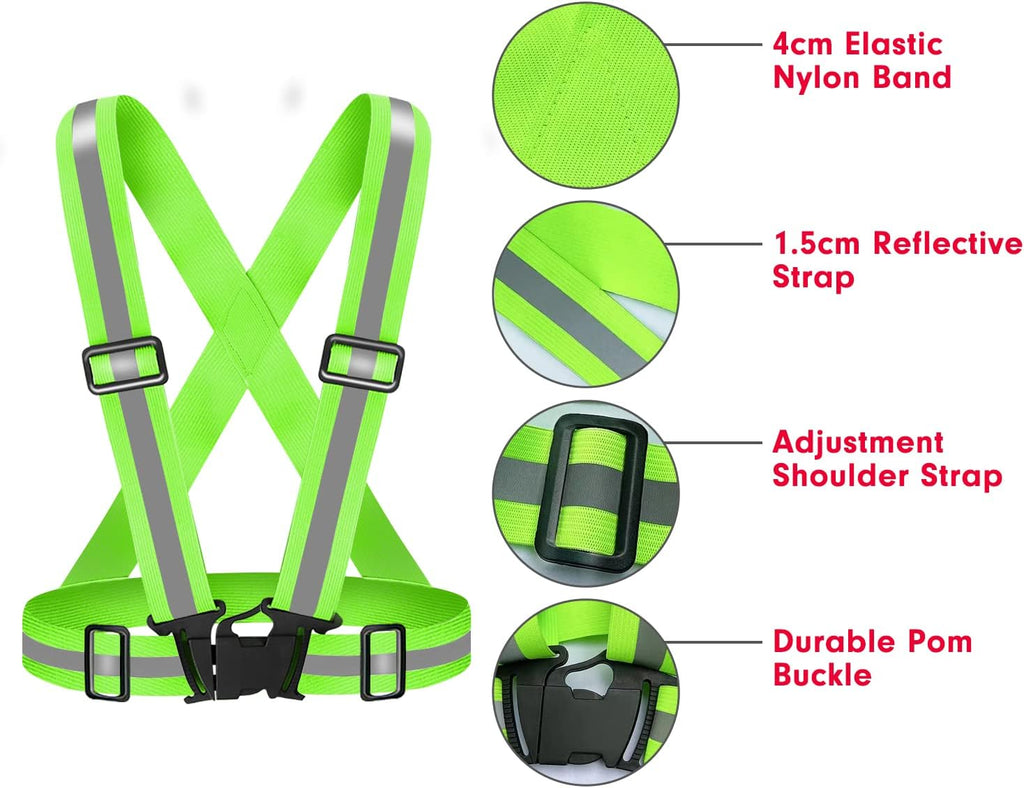 Skiennix High Visibility Reflective Vest - Adjustable Safety Gear for Running, Walking & Night Cycling