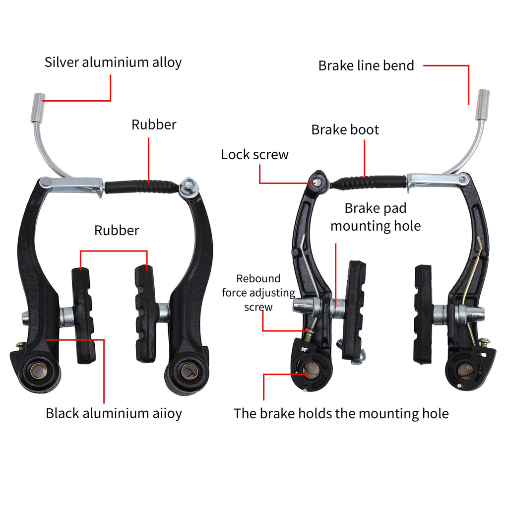Stylemafia Complete V Bike Brake Set, Front and Rear Bike MTB Brake,Inner and Outer Callipers Cables Lever Kit with Calipers Levers Cables Multi-Tool Wrenches (Black)