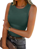ANRABESS Women's Sleeveless High Neck Tank Top - Casual Slim Fit Ribbed Racerback Shirt for Summer