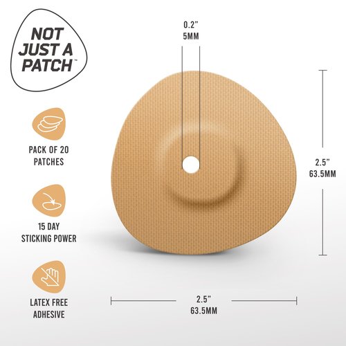 Not Just A Patch Freestyle Libre 3 Plus Sensor Covers (20 Pack) – Breathable, Sweatproof & Secure Hold – Precision-Cut Hole for Ventilation, Enhanced Adhesion & Gentle Support – 10-14 Day Wear - Beige