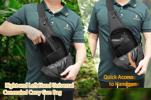 Concealed Carry Gun Bag for Men & Women, Sling Pistol Bag for Handguns CCW Shoulder Bag Tactical Crossbody Chest Pack Range Bags with Holster