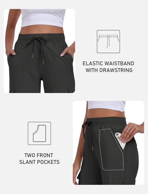 MoFiz Women's Cargo Capris - Lightweight Quick-Dry Travel & Hiking Pants with Pockets