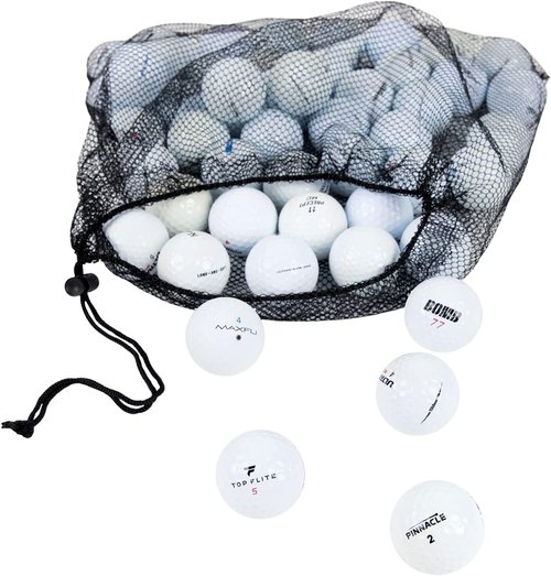 Clean Green Golf Balls | 48 Recycled Golf Balls in Good Condition - Perfect for Practice with Mesh Bag