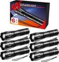 Skiennix 6-Pack LED Flashlights - High Lumens Tactical Design | 5 Modes for Home & Camping