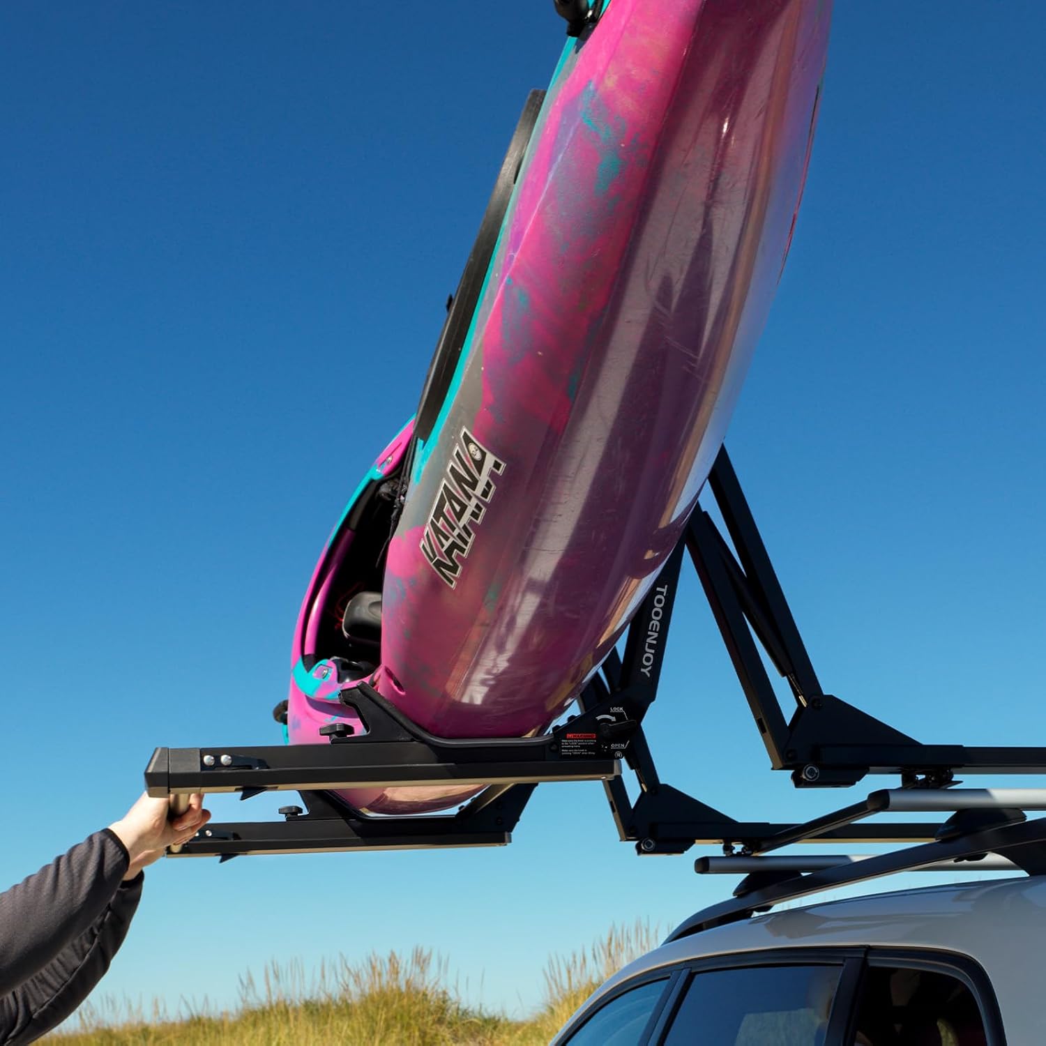 TOOENJOY Heavy-Duty Kayak Lift Assist Roof Rack - 100 LBS Capacity Canoe Loader for Easy Elevation