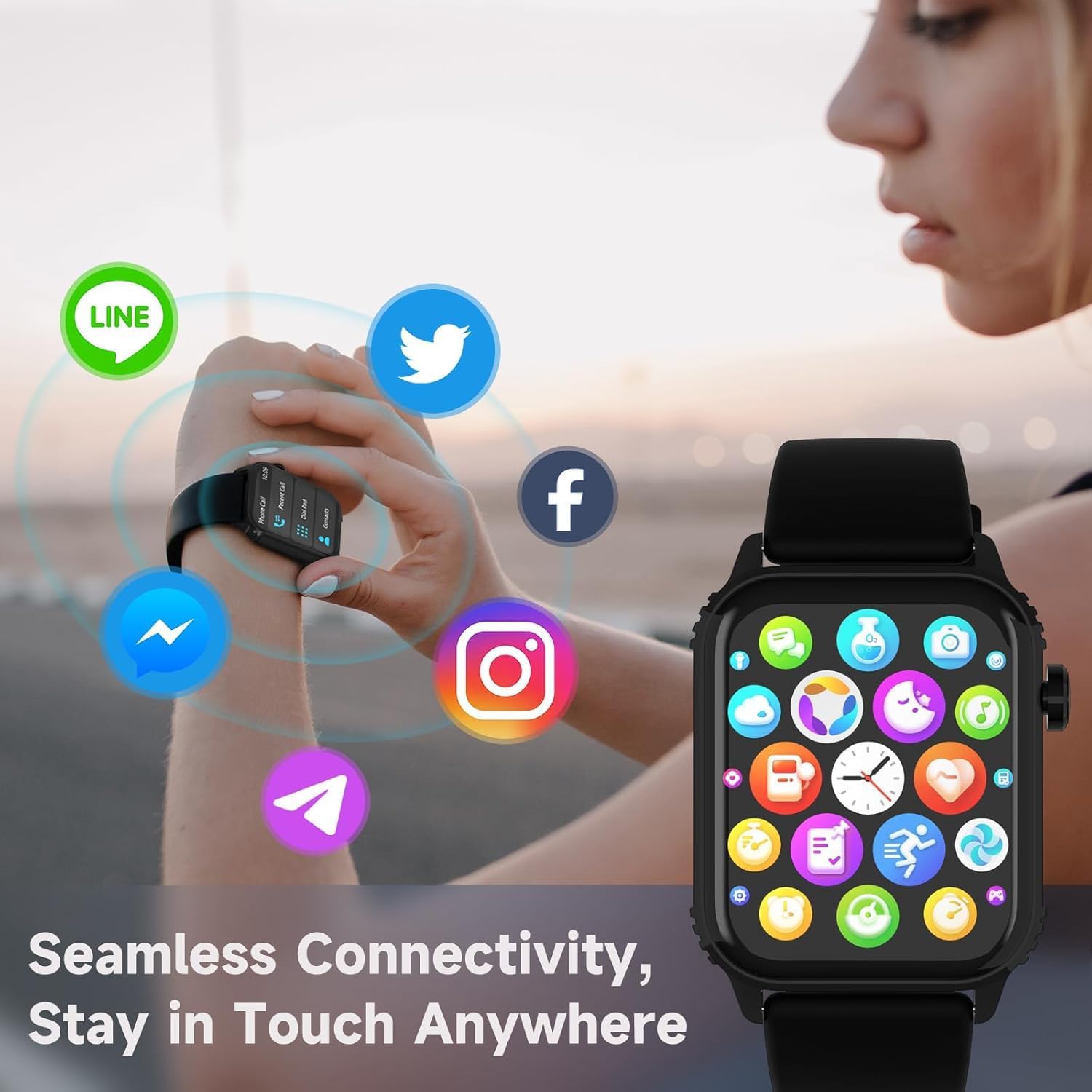 TRAUSI Smart Watch for Men - 120 Sports Modes, 1.83" HD Display, Alexa Built-In, IP67 Waterproof | Black Fitness Tracker