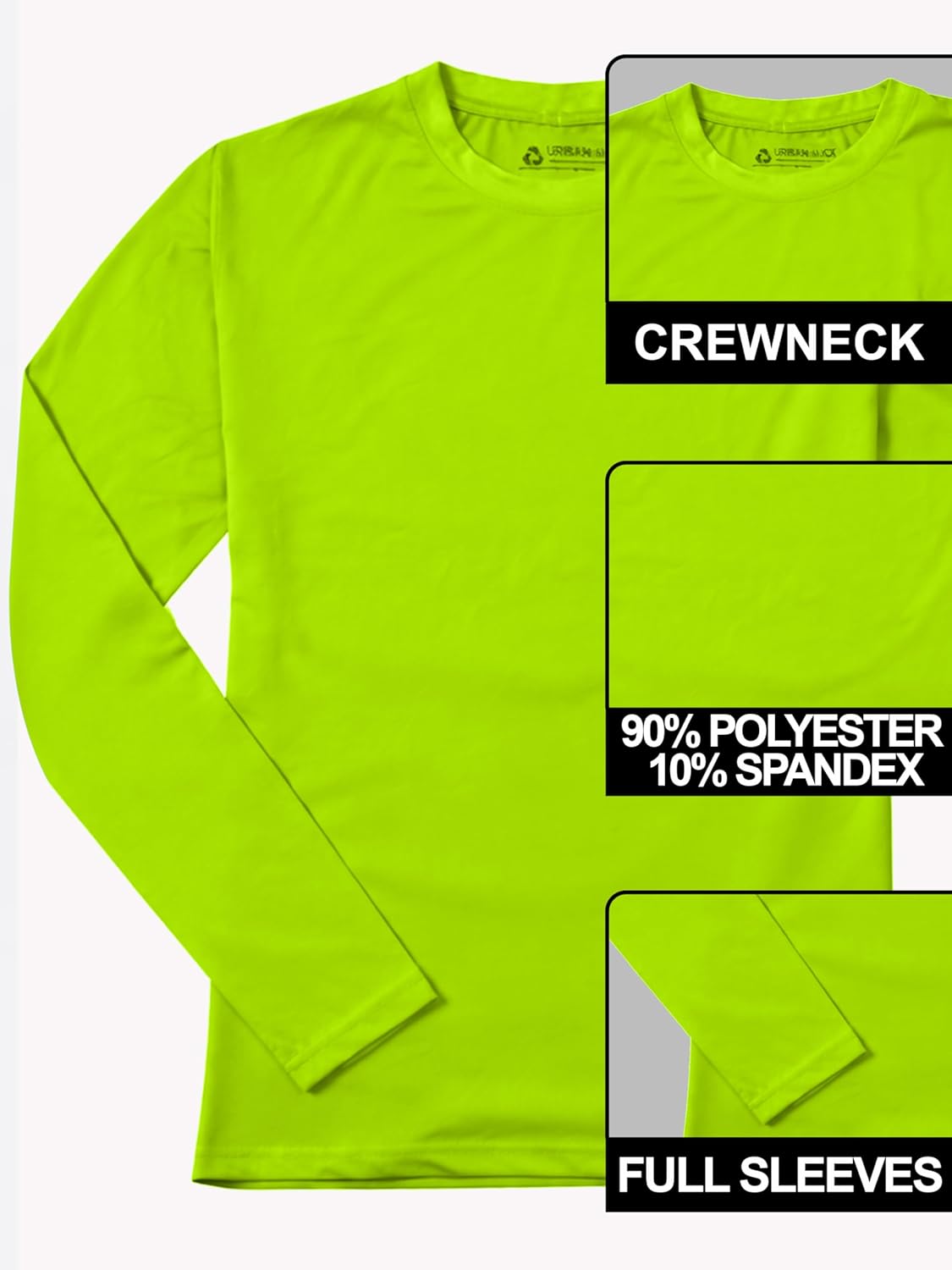 URBAN BUCK Women's Neon High Visibility Running Shirt - Lightweight UPF50+ Short Sleeve T-Shirt