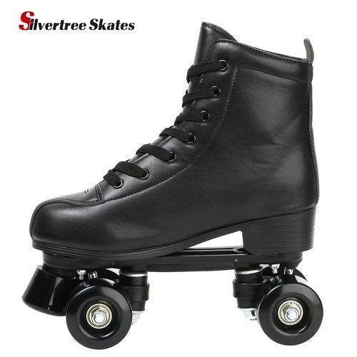 Silvertree Women's Roller Skates PU Leather High-top Roller Skates Four-Wheel Roller Skate Shiny Roller Skate for Women and Men Unisex