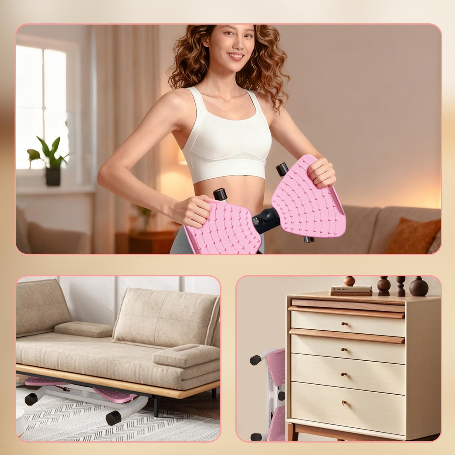 Waist Twister Machine Exercise, Home Ab Twister Board Fitness Tool Capacity 265lbS with Resistance Loop, Anti-Slip Twist Workout Equipment with Smart Digital Monitor for Women and Men Belly Fat Burn