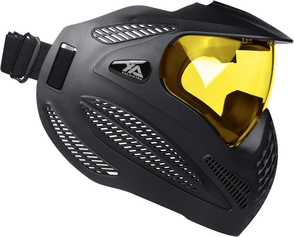 Xaegistac Paintball Mask - Integrated Sun Visor, Anti-Fog Design & Adjustable Headband | Wide Field of View