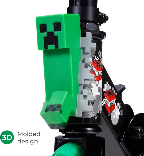 Minecraft 2-Wheel Kick Scooter - Light-Up Wheels, Foldable Design, Non-Slip Deck for Smooth Riding