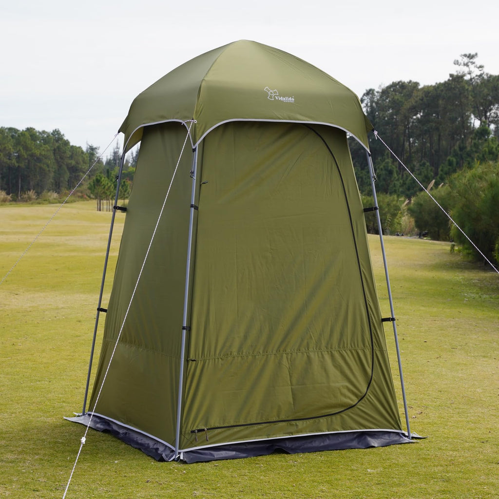 Vidalido Outdoor Camping Shower Tent Easy Setup Privacy Changing Room Portable Camp Shower Tents for Camping with Floor, Waterproof Privacy Shelters Toilet Tent (Army Green)