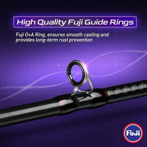 HANDING Magic L Bass Fishing Rod - 2-Piece Versatile Spinning & Casting Rod with Fuji Guide Rings, 30T Carbon Fiber