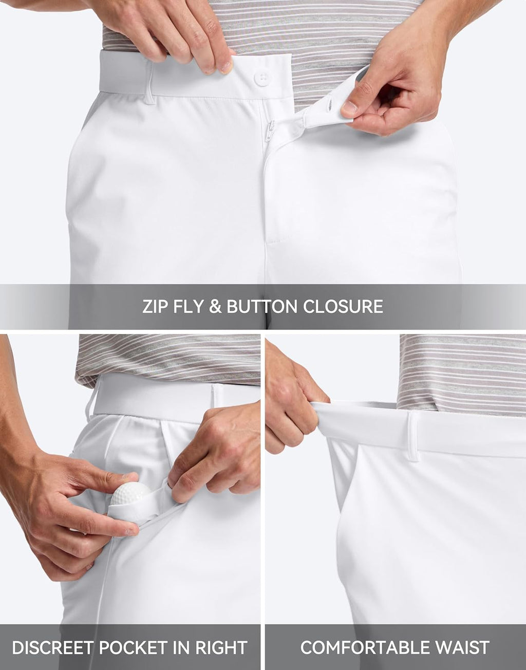 Pudolla Men's Golf Pants - Comfy Stretch Quick-Dry Casual Slacks | Lightweight Dress Trousers with Pockets