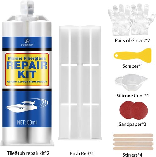 Marine Fiberglass Repair Kit - 3.4oz Gel Coat Epoxy Filler for Fast Repairs | Fix Scratches, Cracks, Holes