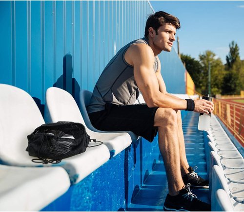 Frienda Mesh Drawstring Backpack - Versatile Beach & Gym Bag for Travel & Workout Gear | Black