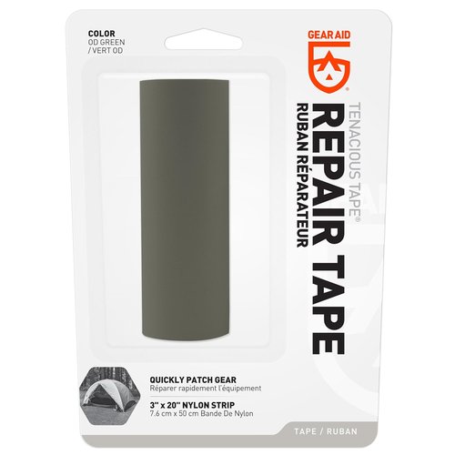 GEAR AID Tenacious Tape 3” x 20” Nylon Fabric Gear Repair Tape, Fix Holes and Rips in Puffy Jackets, Rain Gear, Tents, Sleeping Bags and Outdoor Equipment, OD Green, 1 Roll