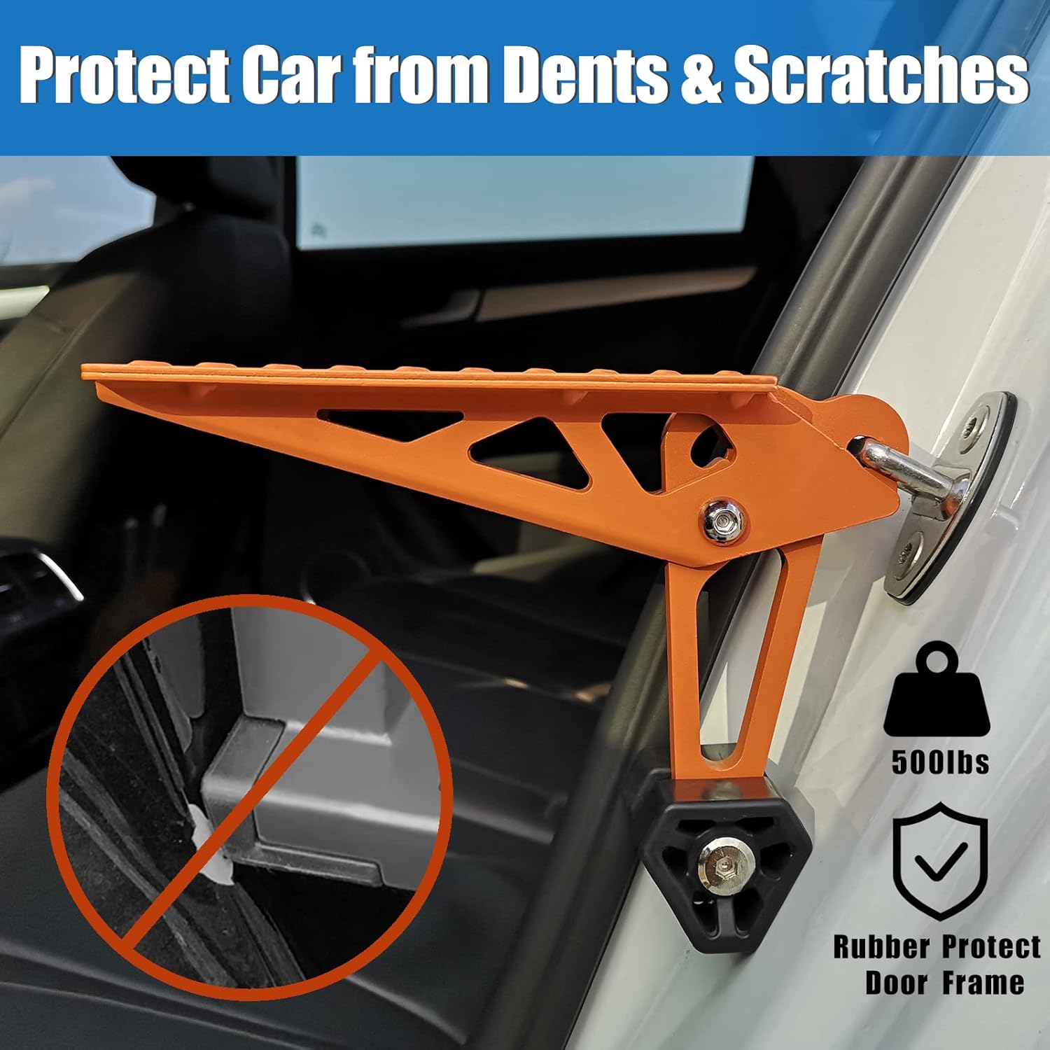 TOOENJOY Universal Fit Car Door Step - Foldable Roof Rack Pedal Ladder for Easy Rooftop Access (Orange)