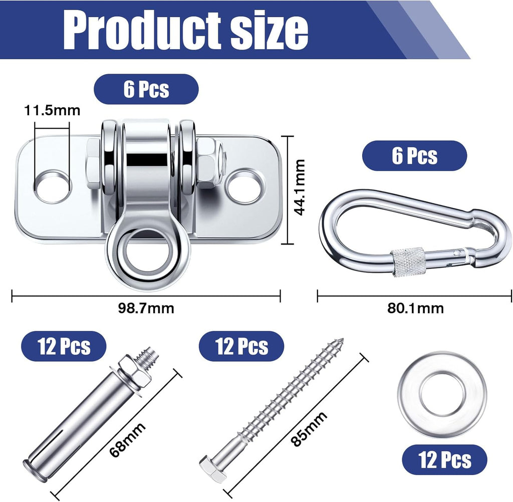 Tandefio Swing Hangers - Heavy-Duty 1800 lb Capacity for Indoor/Outdoor Use | Stainless Steel Finish