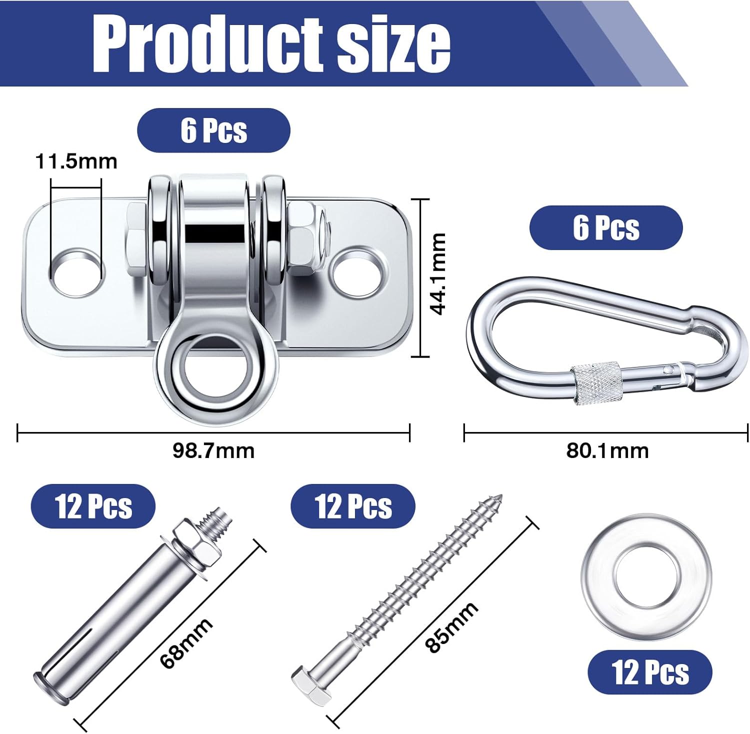 Tandefio Swing Hangers - Heavy-Duty 1800 lb Capacity for Indoor/Outdoor Use | Stainless Steel Finish