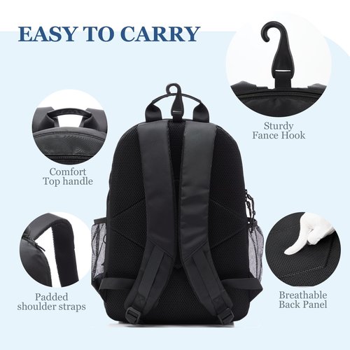 LANBX Tennis Bag, Tennis Backpack for Women Men 2 Rackets with Insulated Pocket Shoe Compartemnt for Pickleball Tennis Badminton (Black)