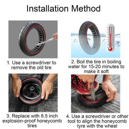 2PCS Solid Tires, 8.5x2 Inch Electric Scooter Replacement Wheels, 8 1/2'' Front or Rear Honeycomb Tire for Gotrax Gxl V2/XR/APEX Xiaomi M365/Pro Hiboy S2/S2R Hover-1 Journey and All 8.5'' Scooter Tire