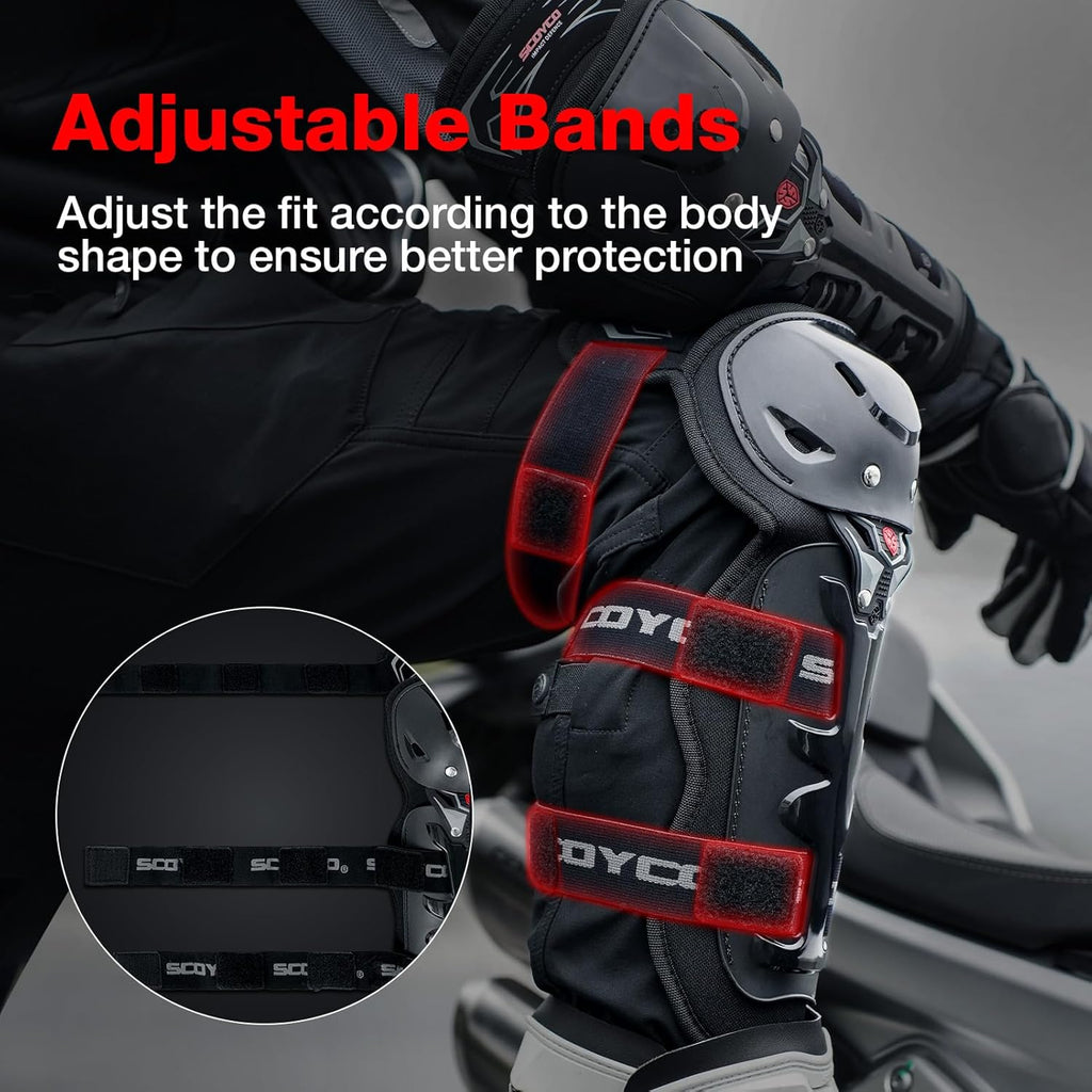 SCOYCO Motorcycle Knee Pads - CE Level 1 Adjustable Protective Gear for Motocross & Cycling