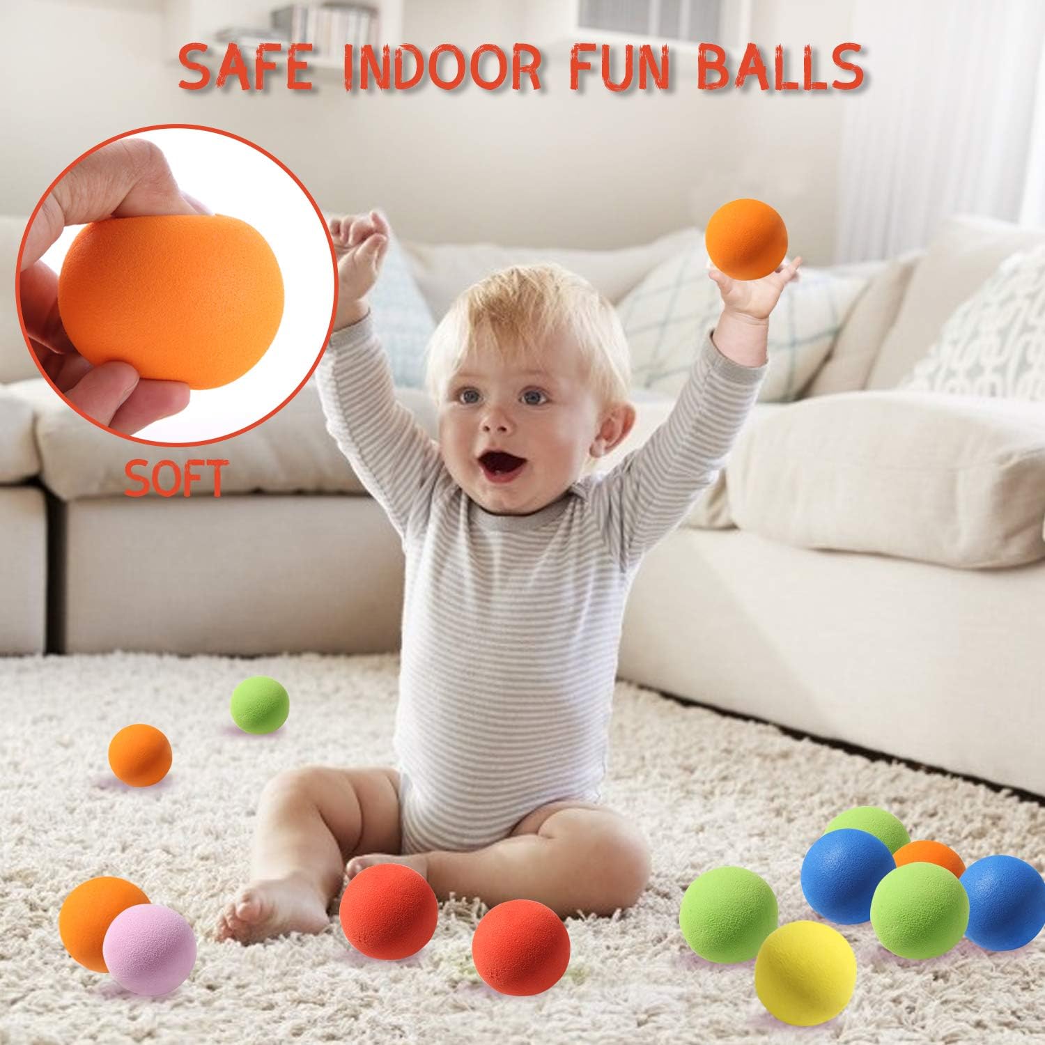 Skiennix Soft Foam Balls - 12 Lightweight Mini Play Balls in Vibrant Assorted Colors | Safe Indoor Fun