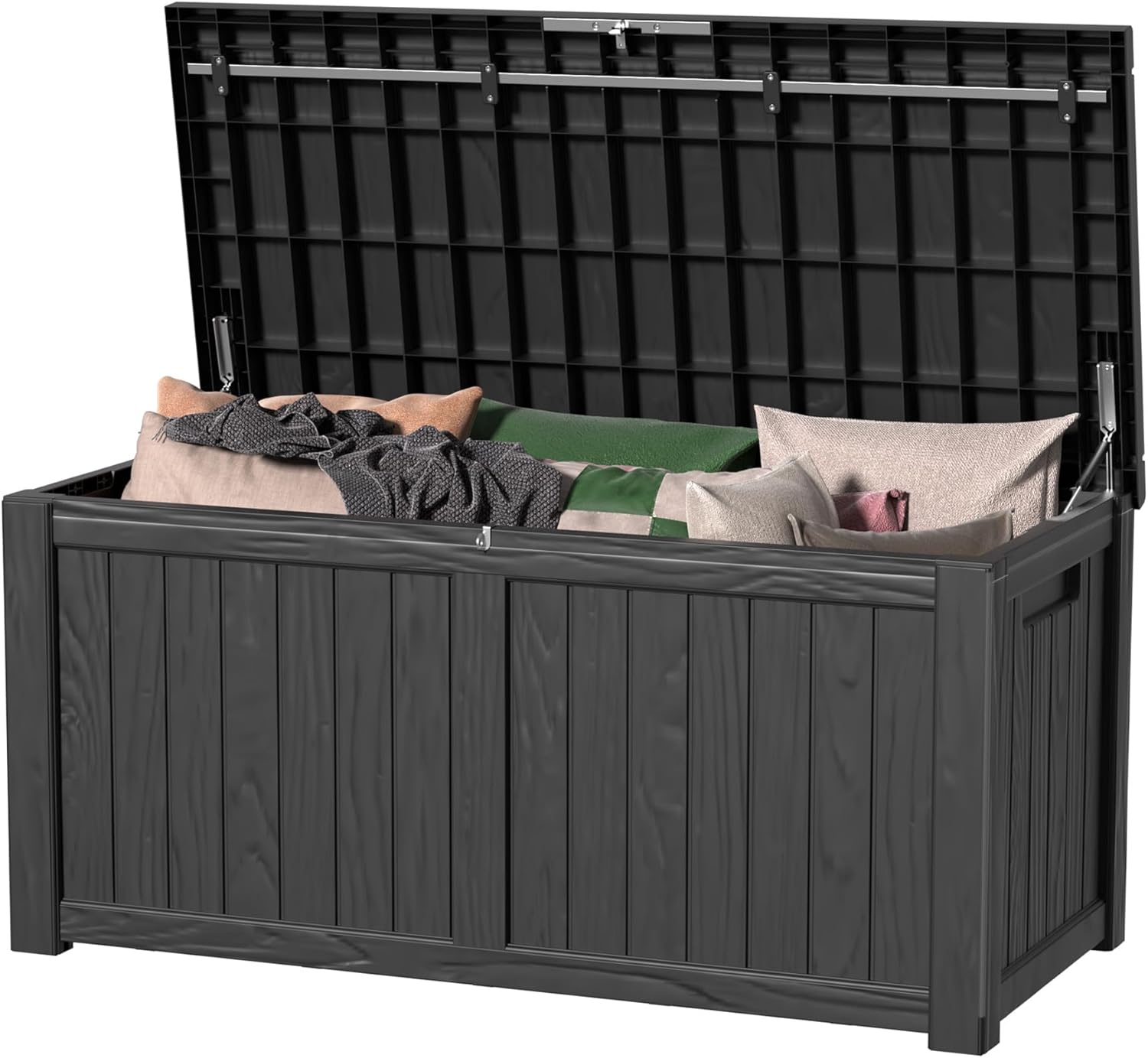 Regine Switzerland 120 Gallon Outdoor Storage Box - Waterproof Resin Deck Box with Lockable Lid for Garden Organization