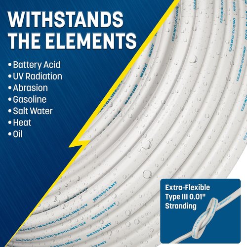 GS Power 100 Ft Marine Wire - 14 Gauge Oxygen-Free Tinned Copper Electrical Cable for Boats & RVs