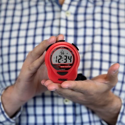 MARATHON ST083013RD Adanac Digital Glow Stopwatch Timer with Extra Large Display and Digits - Battery Included (Red)